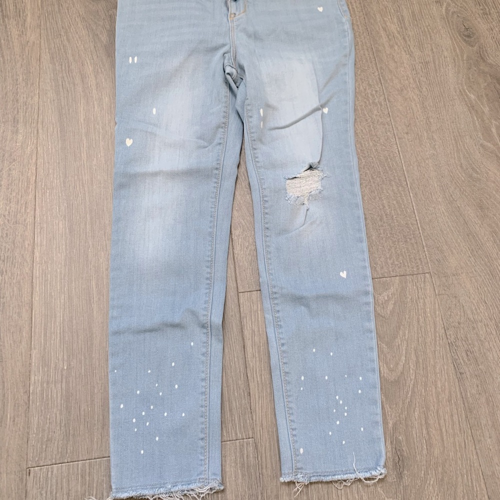 Ballerina crop jeggings distressed with design